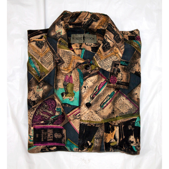 Robert Stock Men's Short Sleeve Button Front Shirt Size Large - Picture 4 of 5